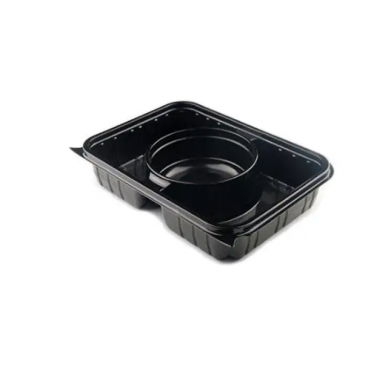 Контейнер черный 3х секционный pasta box 230х165х40 РР 450 мл 50 штук 9 упаковок